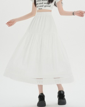 Lace Korean style white long skirt lady A-line skirt for women