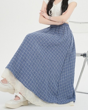Cotton linen retro skirt A-line long dress for women