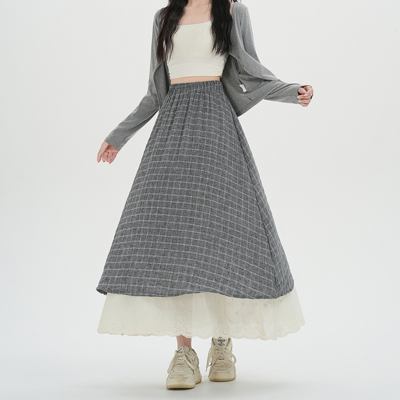 Cotton linen retro skirt A-line long dress for women