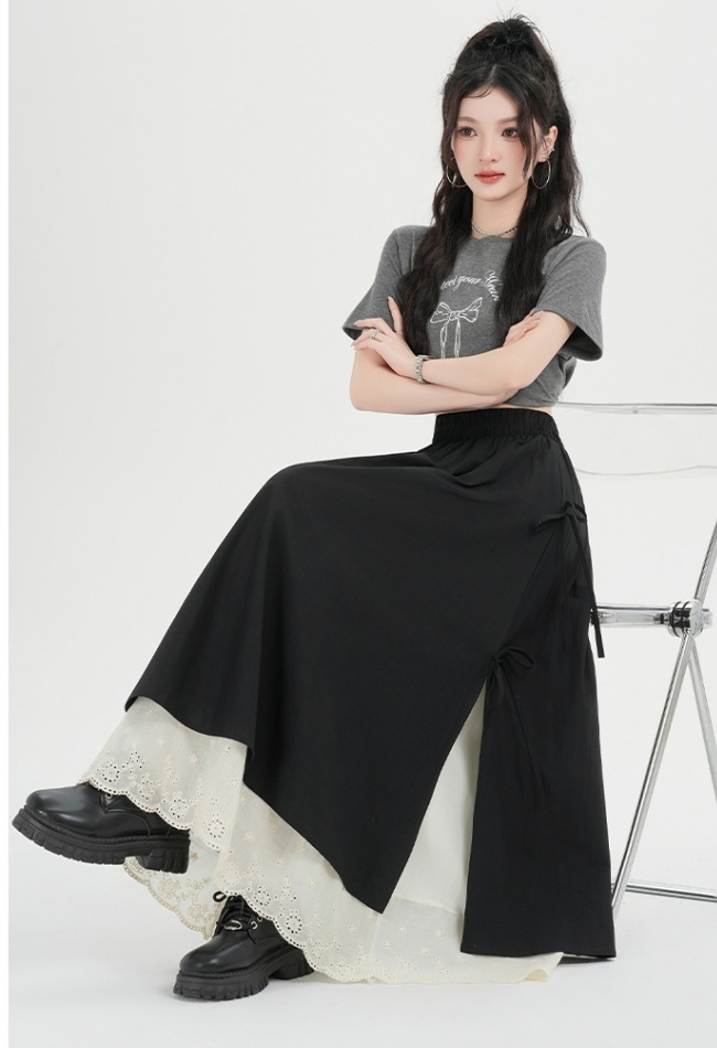 A-line slim long dress apricot high waist skirt for women