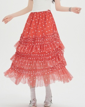 A-line fungus splice cake high waist skirt