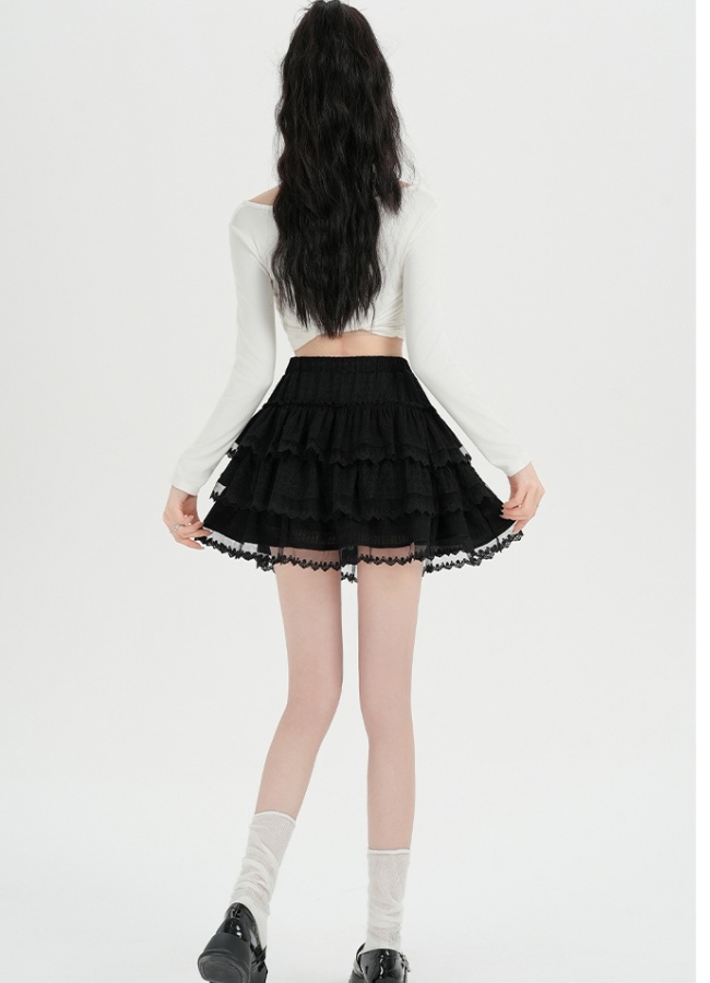 High waist lady short skirt lace A-line skirt for women