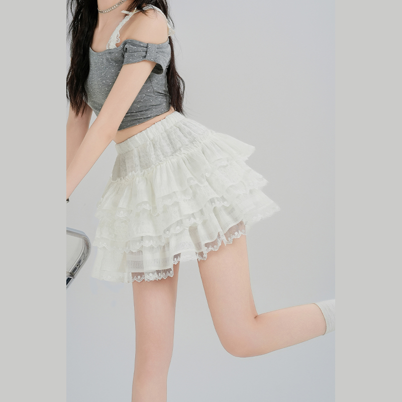 High waist lady short skirt lace A-line skirt for women