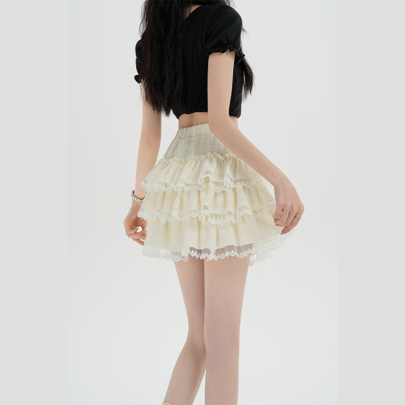 High waist lady short skirt lace A-line skirt for women
