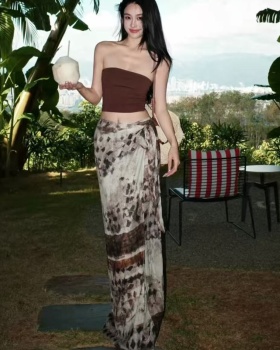 Vacation skirt a slice long skirt 2pcs set for women