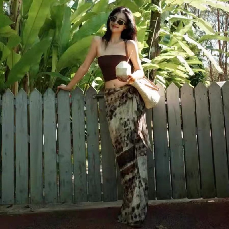 Vacation skirt a slice long skirt 2pcs set for women