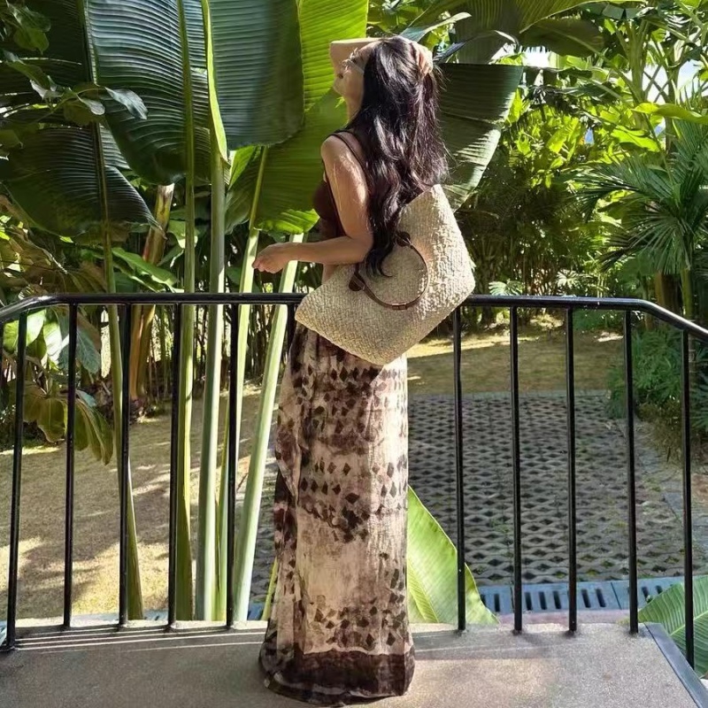 Vacation skirt a slice long skirt 2pcs set for women