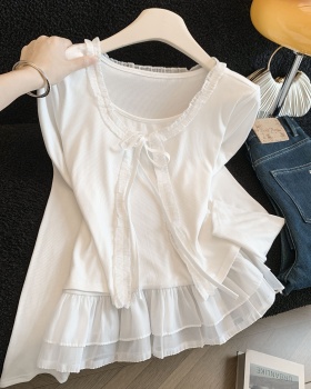 Bottoming Korean style cardigan white tops for women