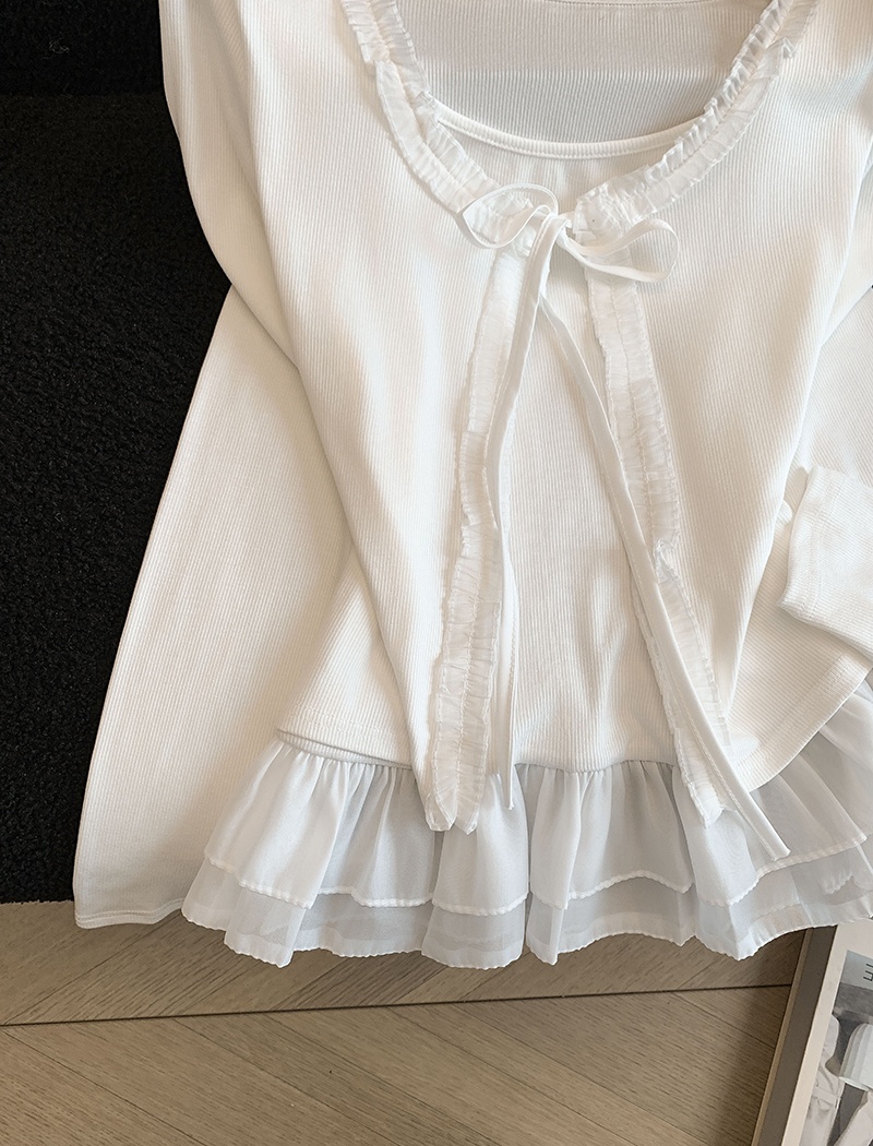 Bottoming Korean style cardigan white tops for women