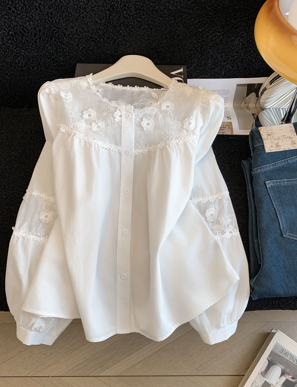 Korean style unique tops loose spring shirt for women