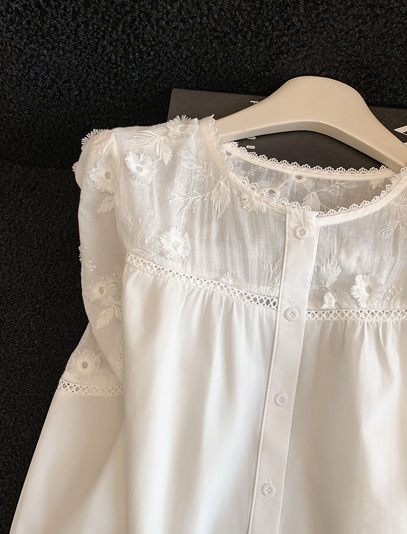 Loose lace tops long sleeve Korean style small shirt