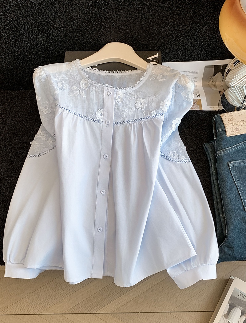 Loose lace tops long sleeve Korean style small shirt