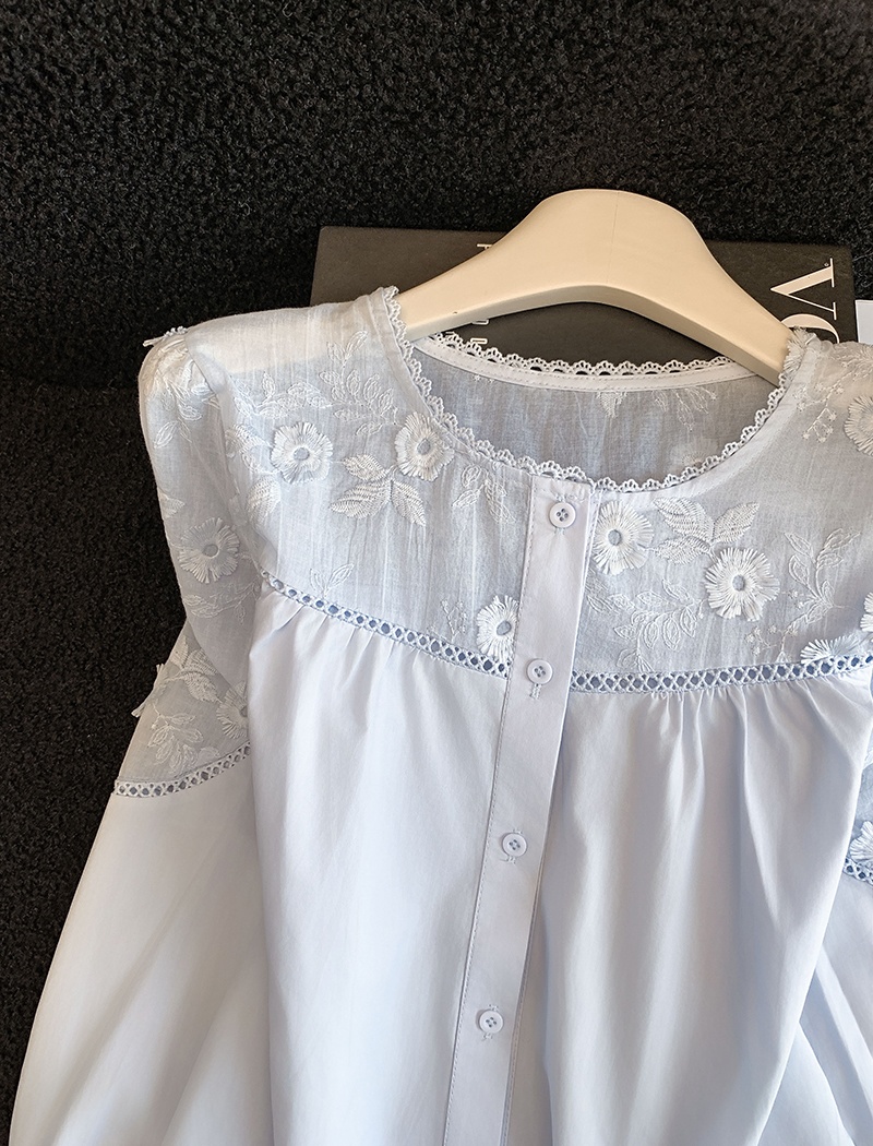 Loose lace tops long sleeve Korean style small shirt