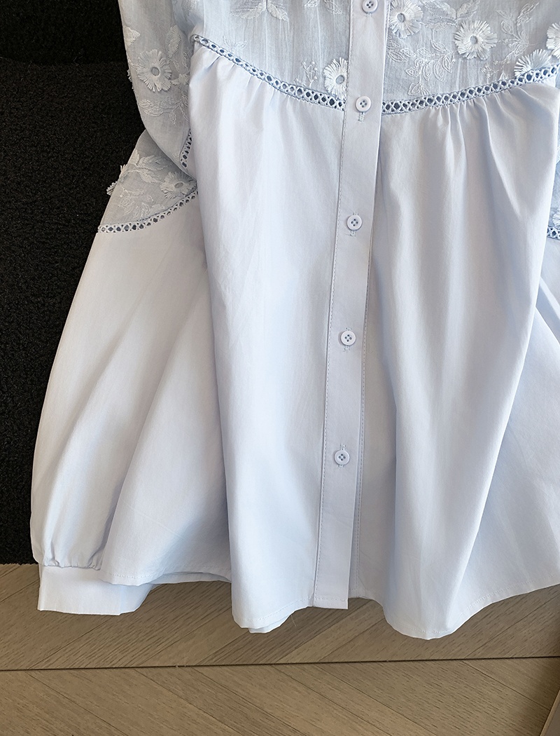 Loose lace tops long sleeve Korean style small shirt