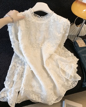 Spring lace shirt embroidery shirts for women