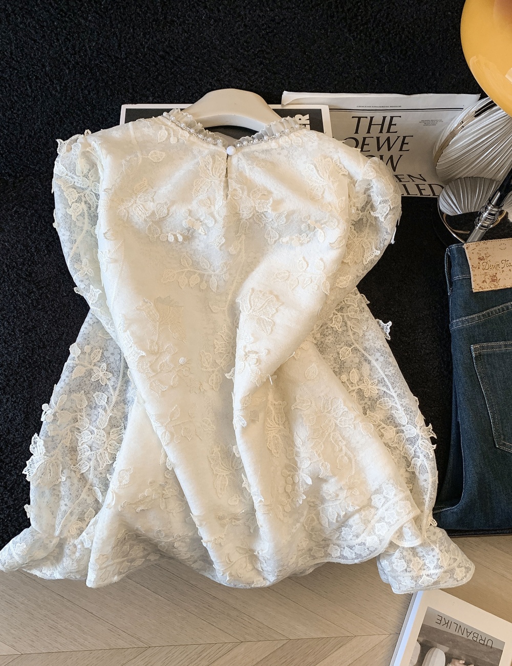 Spring lace shirt embroidery shirts for women