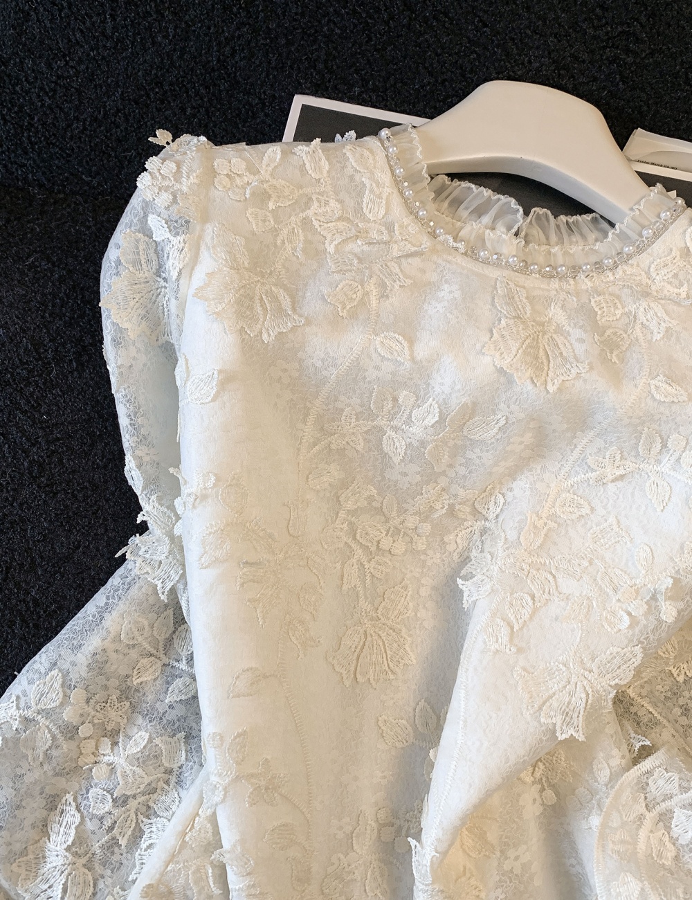 Spring lace shirt embroidery shirts for women