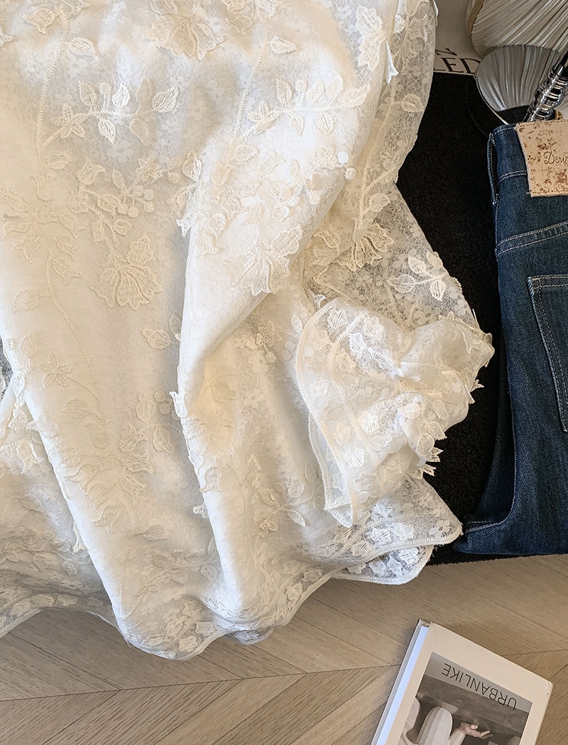 Spring lace shirt embroidery shirts for women