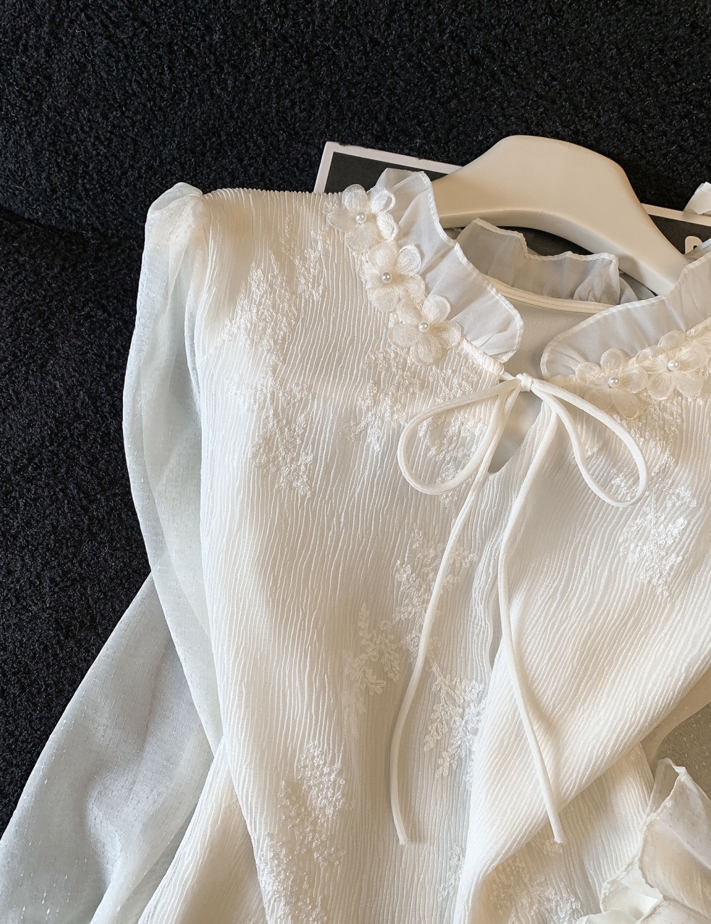 Frenum tender long sleeve tops white lace shirt for women