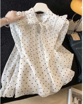 Polka dot France style shirt long sleeve spring tops