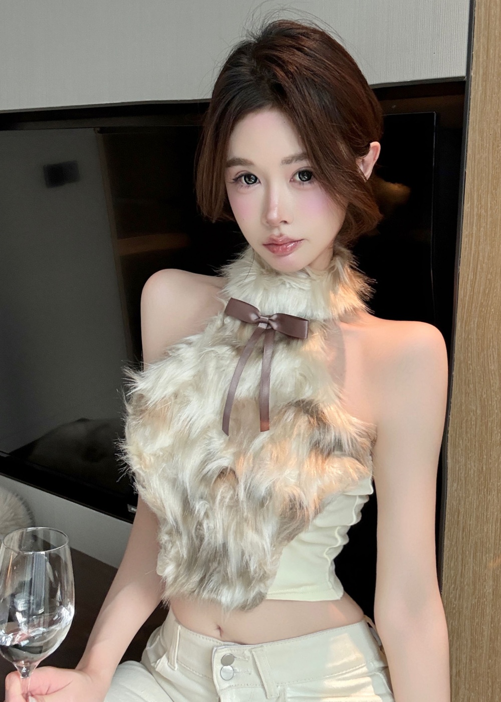 Splice bow bottoming halter tops elmo sling spicegirl vest