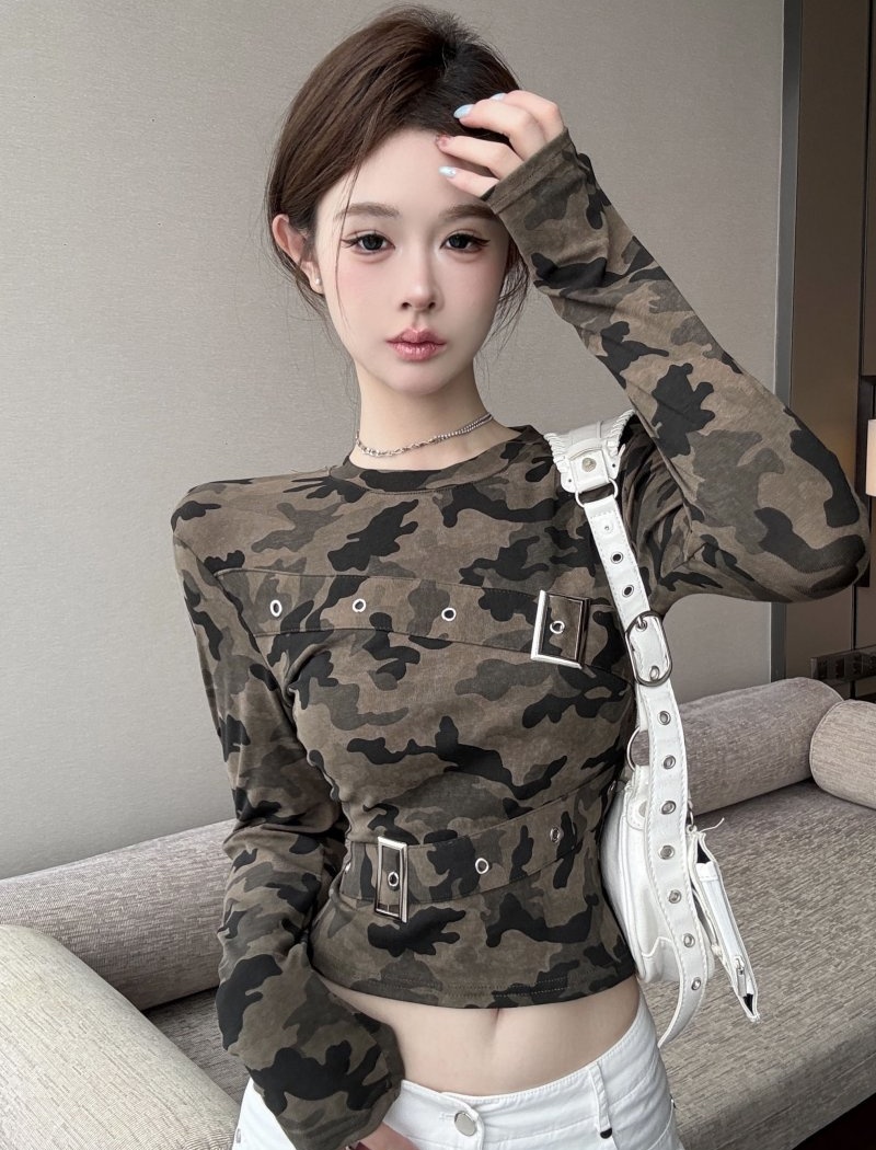 Spicegirl tops camouflage T-shirt for women