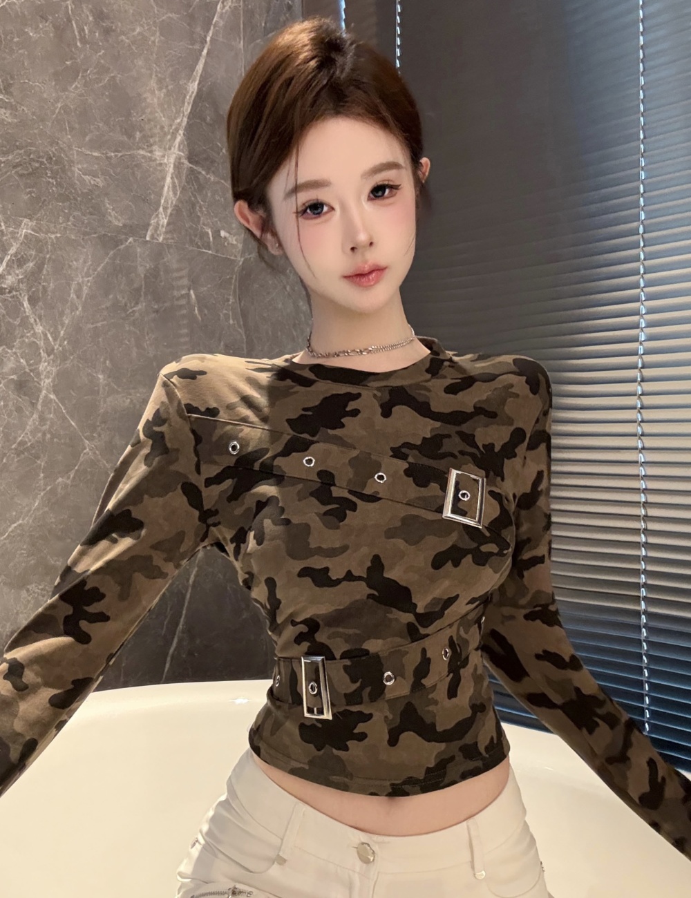 Spicegirl tops camouflage T-shirt for women