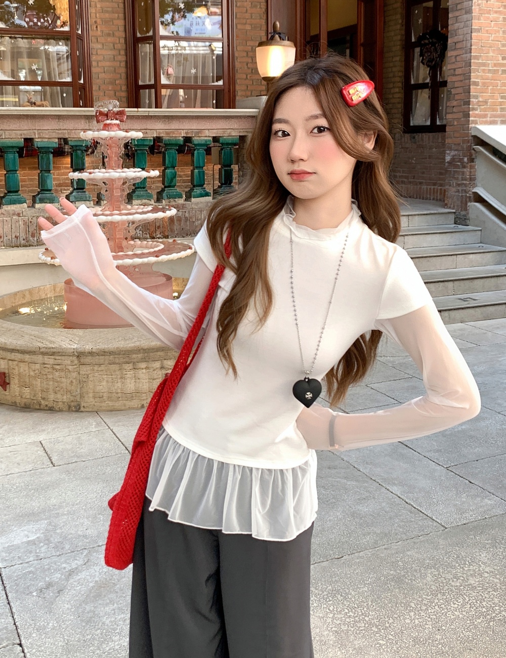 Enticement spring bottoming shirt splice tops for women