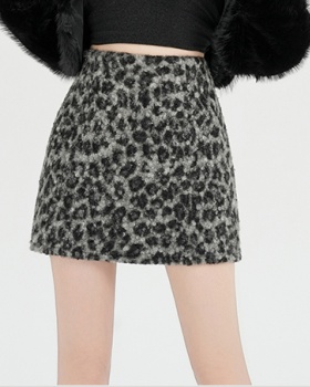 High waist leopard short skirt all-match skirt for women