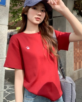 Slim simple small shirt all-match T-shirt for women