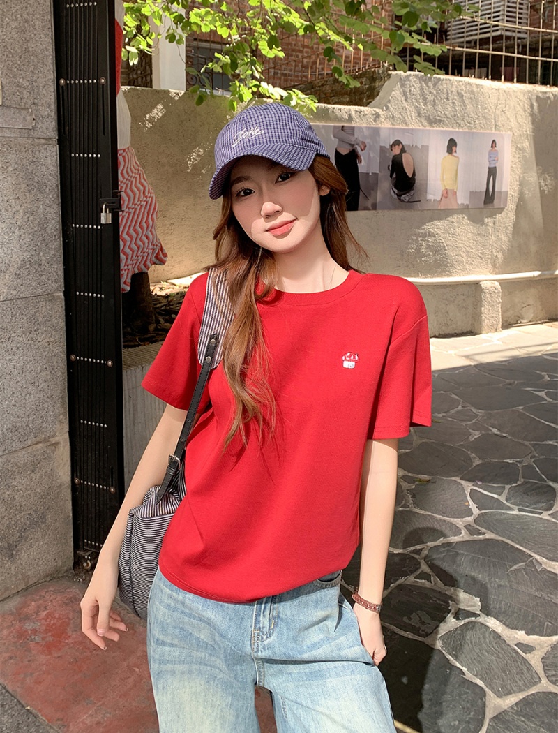 Slim simple small shirt all-match T-shirt for women