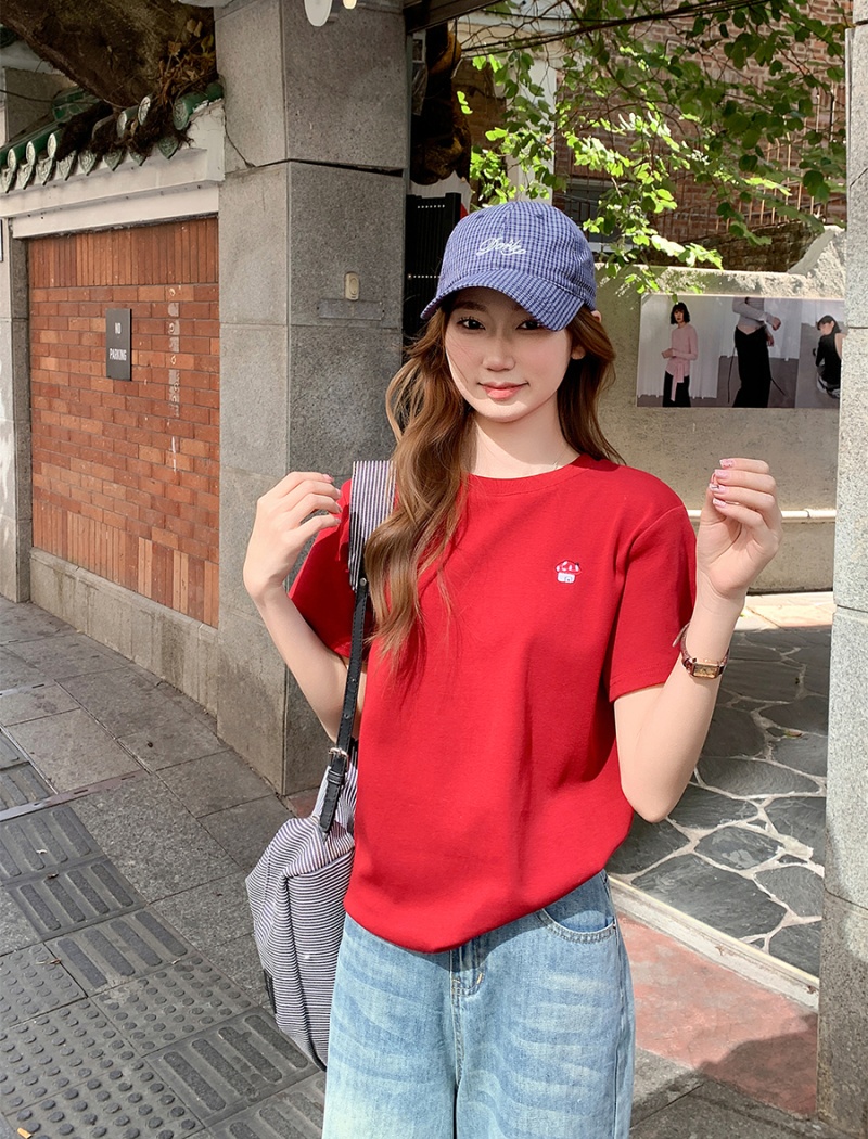 Slim simple small shirt all-match T-shirt for women