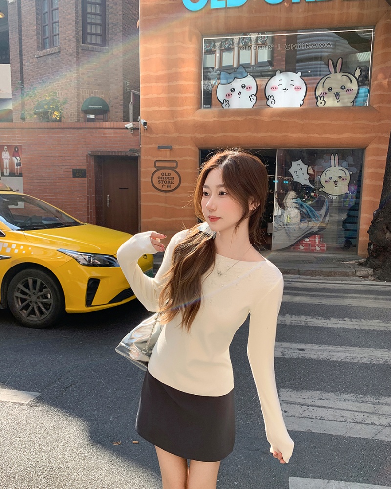 Spring slim sweater Western style stereoscopic bottoming shirt