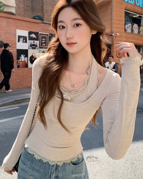 Bottoming T-shirt Pseudo-two tops for women