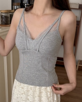 Stitching beauty back small sling sexy lace vest