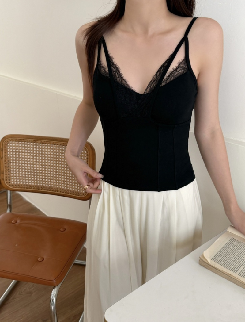 Stitching beauty back small sling sexy lace vest