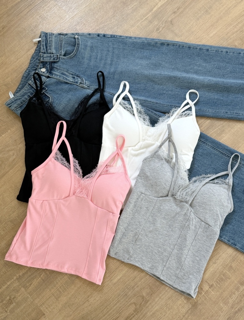 Stitching beauty back small sling sexy lace vest