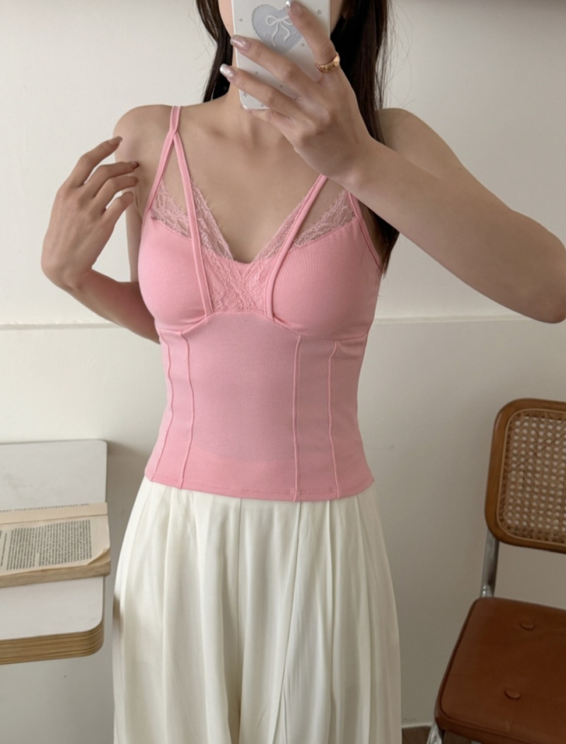 Stitching beauty back small sling sexy lace vest