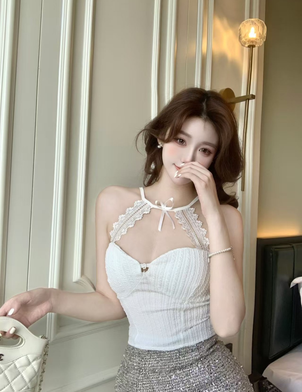 Frenum chest pad summer fixed belt sling halter vest for women