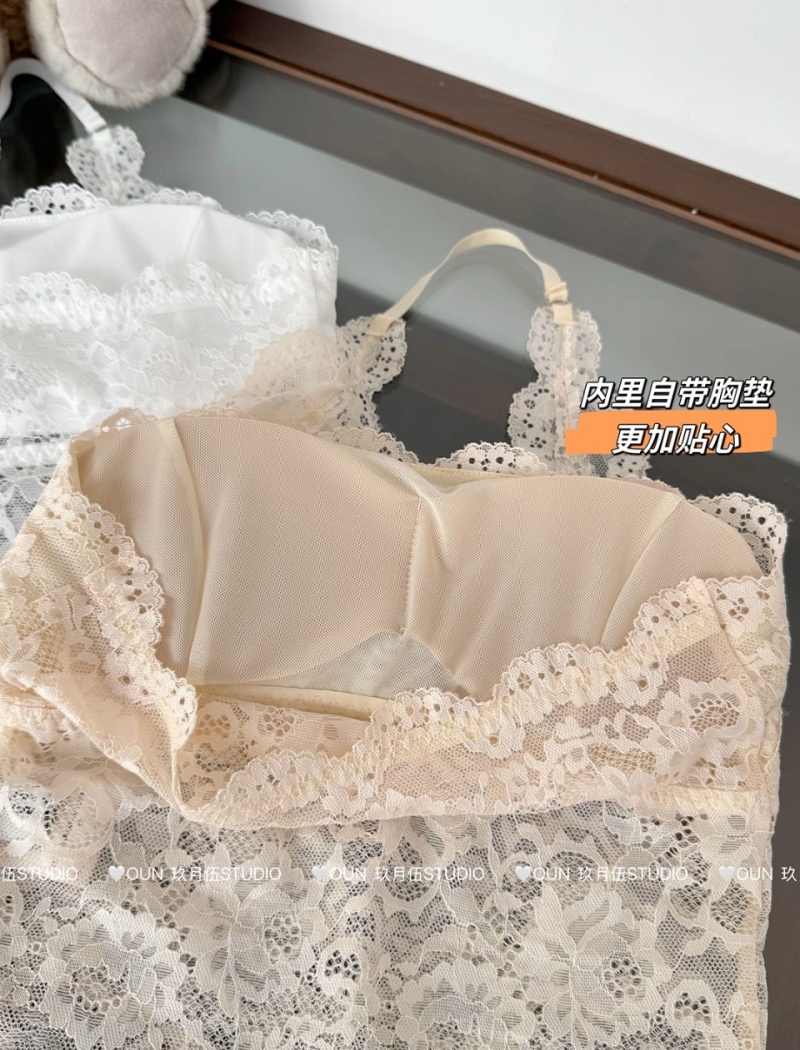 All-match frenum sexy summer fold halter slim sling lace vest