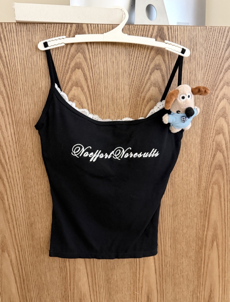 Printing all-match chest lace splice vest for women