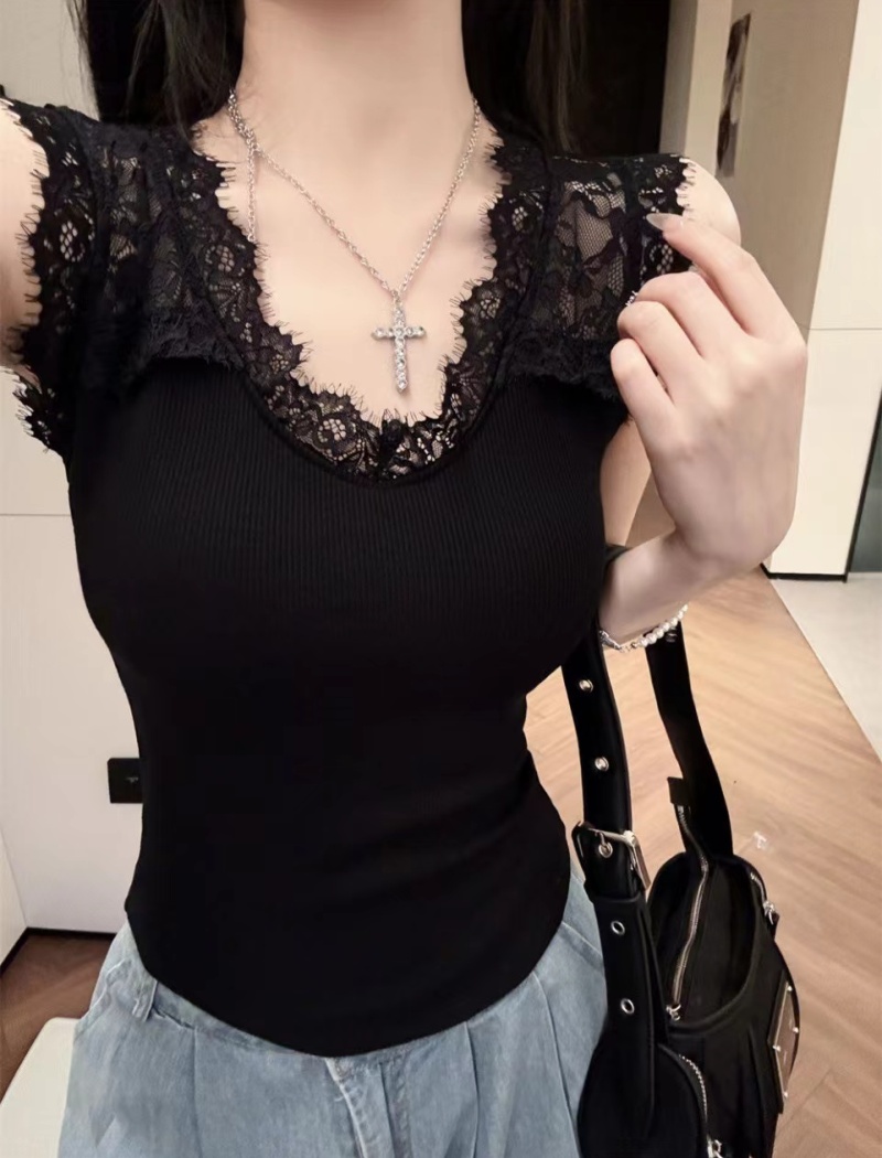 Integrated slim with chest pad lace autumn vest for women