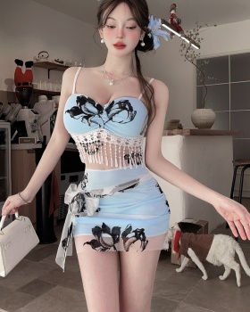 Short sling package hip splice tassels bottoming dress
