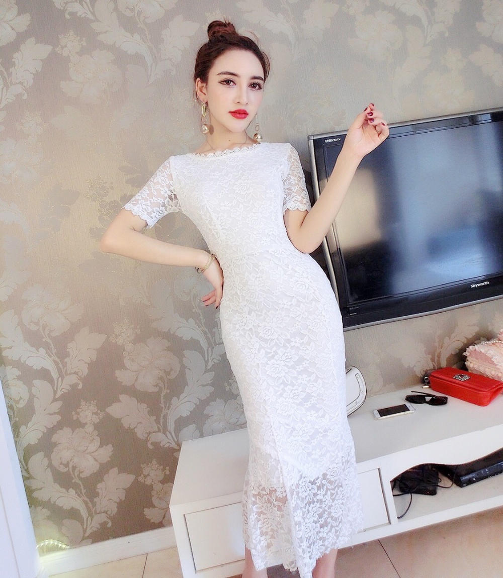 Slim pinched waist long dress bottoming package hip dress