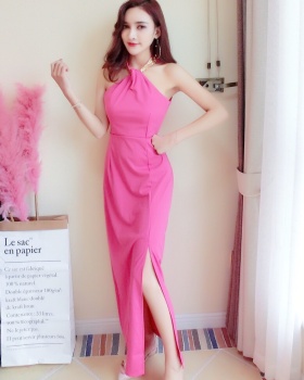 Split evening evening dress long halter formal dress