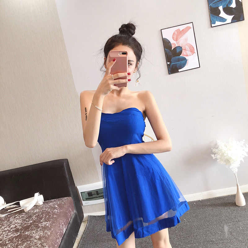 Nightclub sexy wrapped chest dress