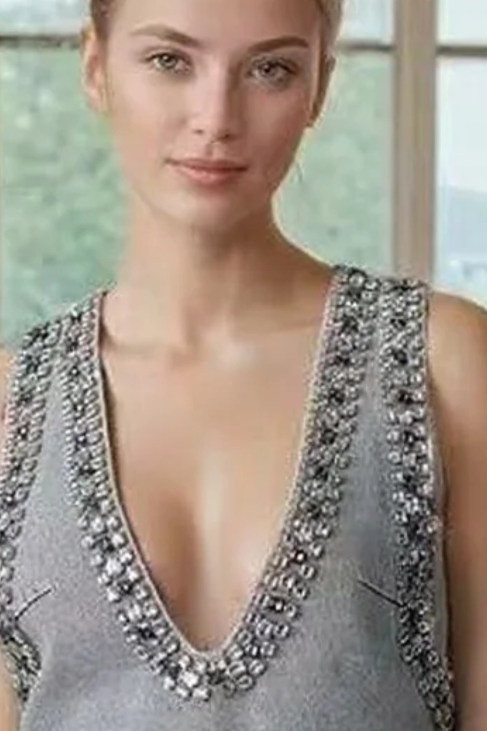 Fashion sling sleeveless V-neck sexy denim dress