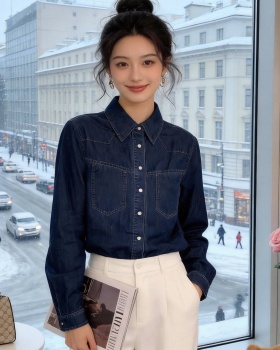 Spring and autumn denim American style retro shirt