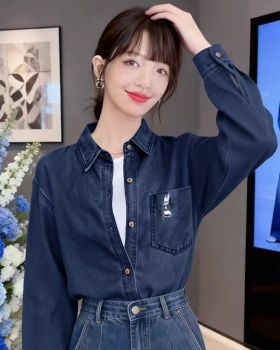 Fashion denim spring and autumn shirt commuting retro coat