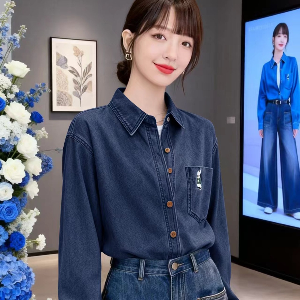 Fashion denim spring and autumn shirt commuting retro coat